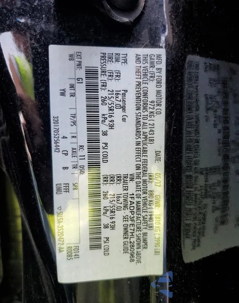 2017 Ford Focus Se из США, поврежденный, VIN 1FADP3FE7HL280968